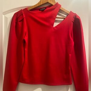 Women’s Express red cutout detail long sleeve top in size XS